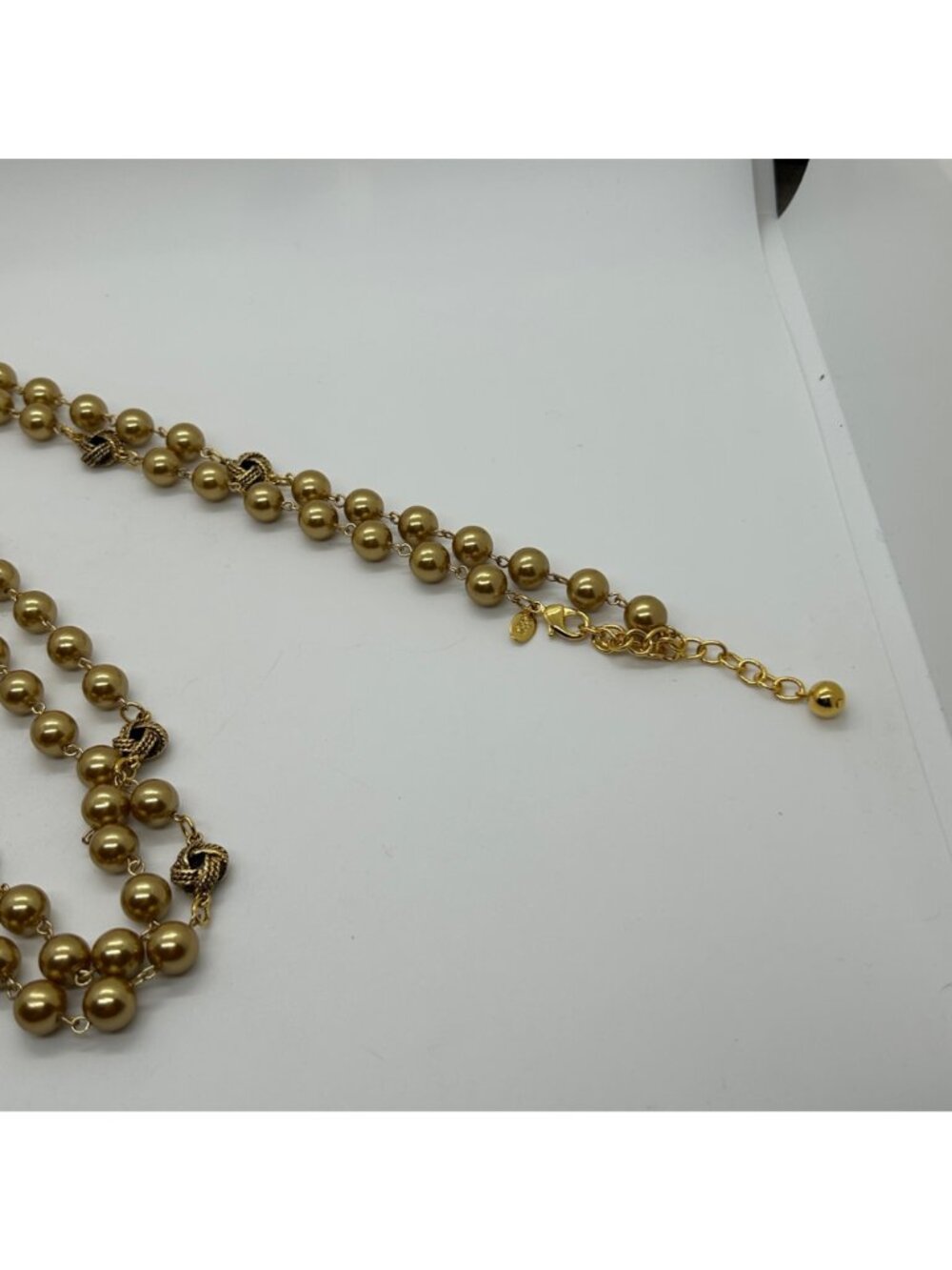 Vintage Joan Rivers Gold Tone Faux Pearl Beads Filigree Bead Necklace 62" Long - Picture 4 of 12